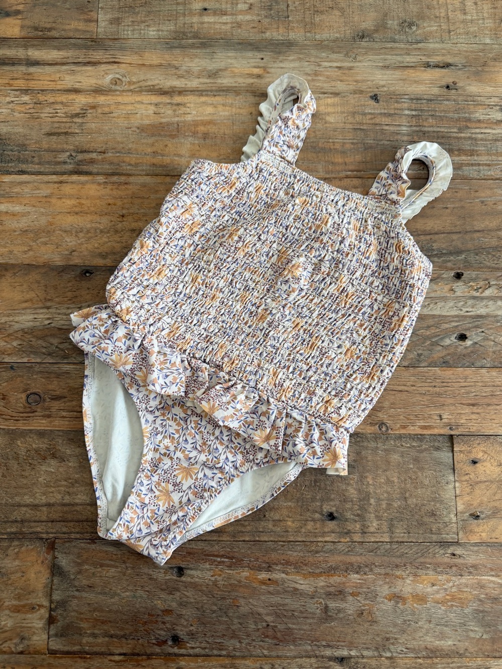 Zara Kids One-Piece Swimsuit in Cream and Yellow Floral
